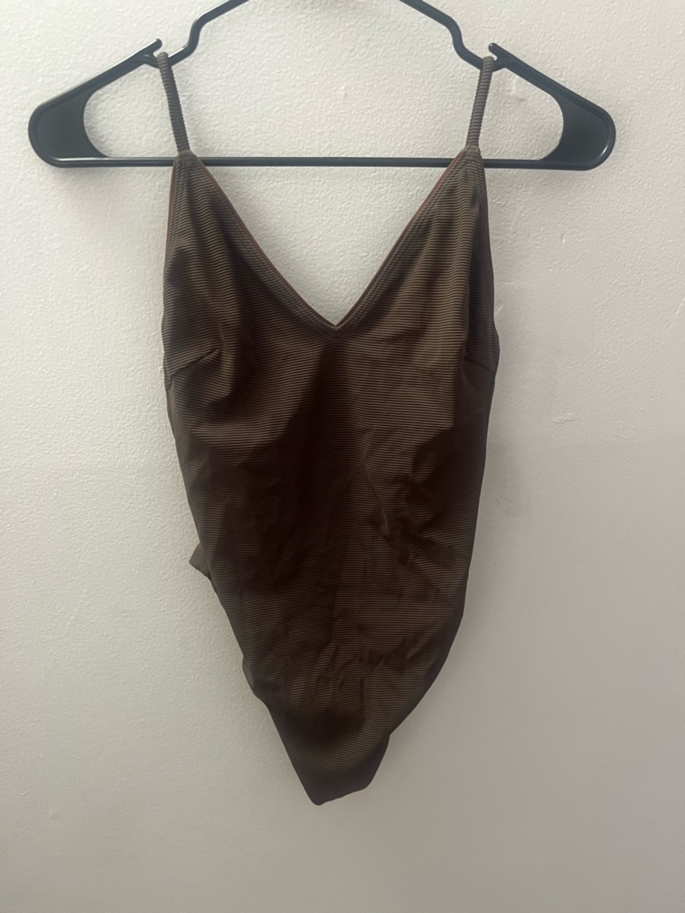 Brown V‑Neck Women's Bodysuit - Faherty SAMPLE